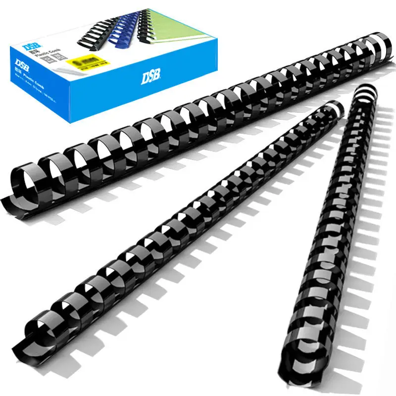 DSB Plastic Comb Binding Spines, 10 mm Diameter, Black